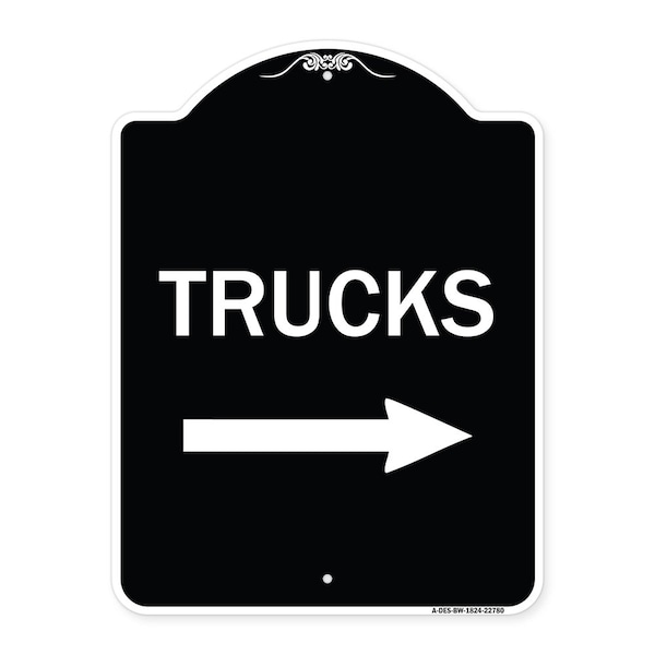 Trucks Trucks With Right Arrow Heavy-Gauge Aluminum Architectural Sign, 24" x 18", BW-1824-22780